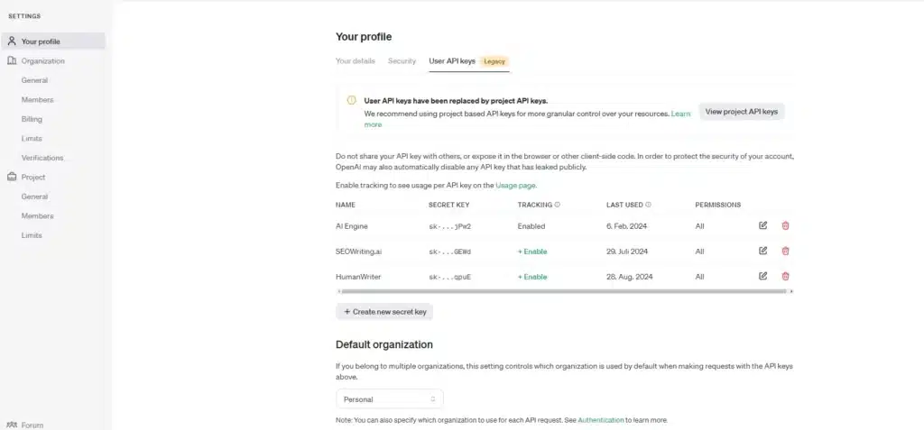 Openai API Key erstellen