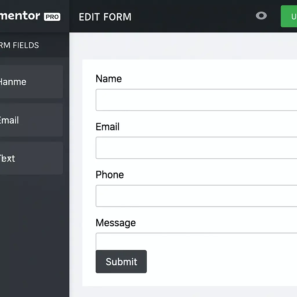 Elementor Pro Form Builder mit verschiedenen Formularfeldern