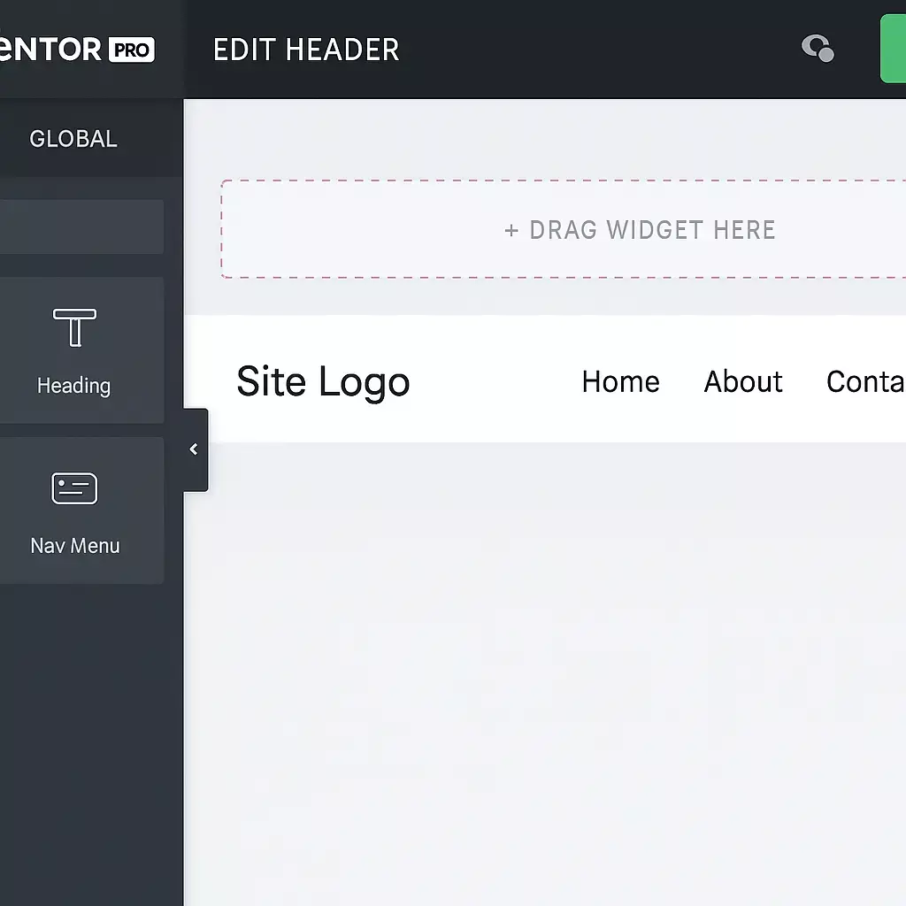 Elementor Pro Theme Builder mit Header-Template-Bearbeitung